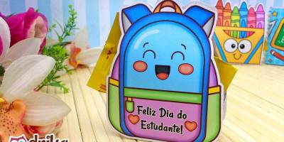 Lembrancinha de Dia do Estudante para Imprimir: Mochila Cute Porta-bombom