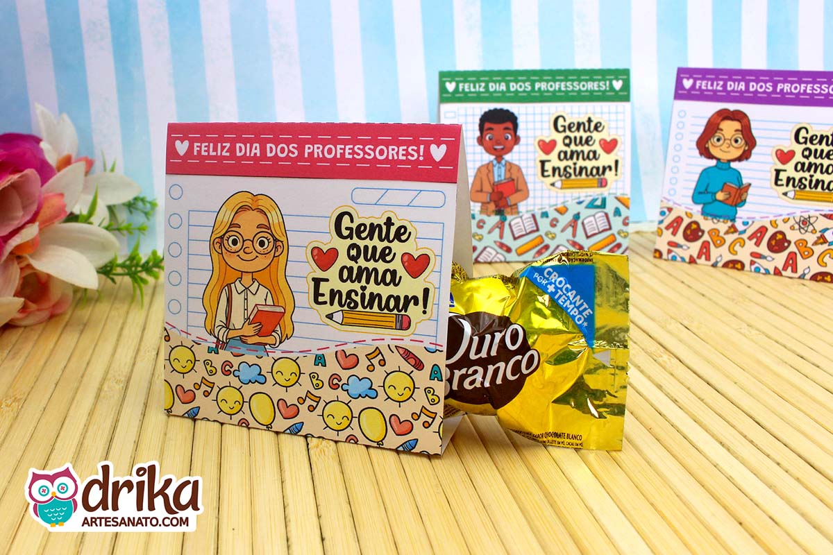Lembrancinha de Dia dos Professores para Imprimir: Porta-bombom Professores Cute